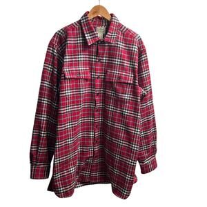 L.L. Bean Thick Chamois Flannel Red -Blue Plaid Buttoned Shirt Men's XL Tall